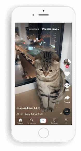 Вид ленты в TikTok